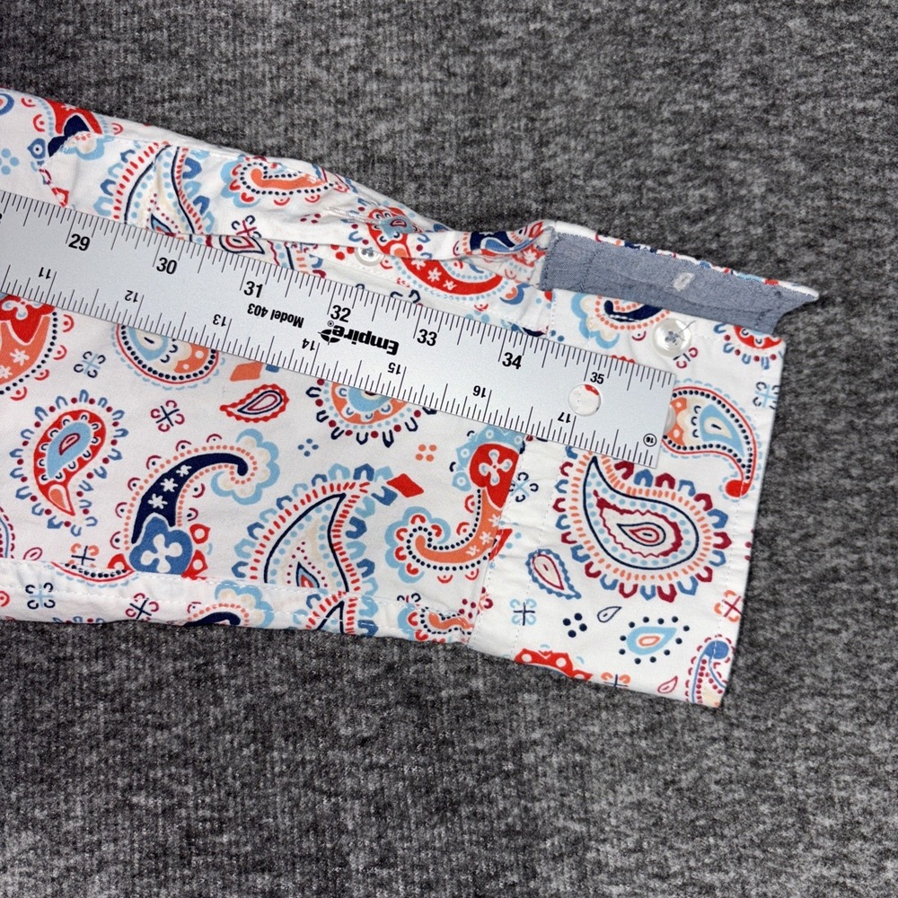 Cremieux Premium Paisley Button Down Shirt Tall 2XT Stretch White/Red Colorful - Picture 9 of 10